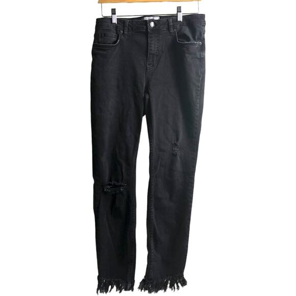 Free People Black Distresssed Frayed Jeans - Picture 3 of 12